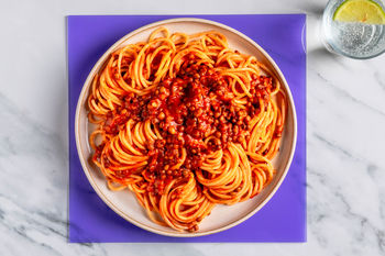 1–2–3 Lunchrecept: Spaghetti met tomaten-linzensaus (2 porties)