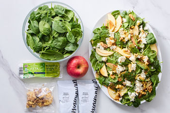 Meal Shortcut | Spinach Salad with Apples, Feta, & Walnuts, 4 portions