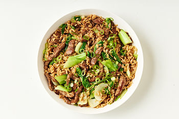 Quick Beef Fried Rice, Serves 2