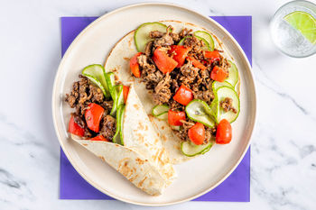 1–2–3 Lunchrecept: Hoisinwraps met rundergehakt en groente (2 porties)