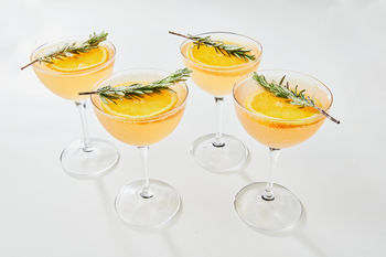 Blood Orange Fizz with Sugared Rosemary, Serves 4