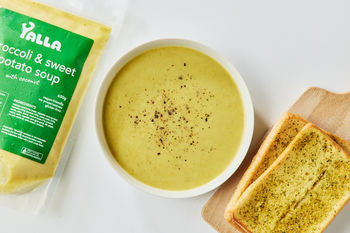 Yalla Broccoli & Sweet Potato Soup with Garlic Bread Kit, Serves 2