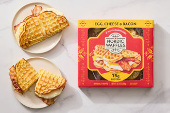 Nordic Waffles Egg, Bacon, and Cheese Waffle Breakfast Sandwiches, 2 pack