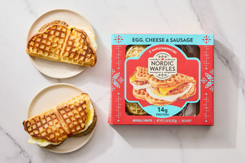 Nordic Waffles Egg, Sausage, and Cheese Waffle Breakfast Sandwiches, 2 pack