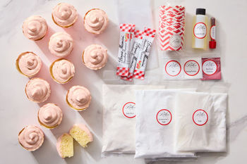 Easy Prep Baking Kit! Vanilla Cupcakes with Strawberry Frosting