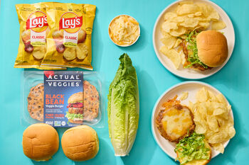 Kid-Friendly Meal Shortcut | Actual Veggies® Black Bean Cheeseburgers with Potato Chips, 2