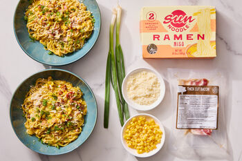 Takeout Dupes | Miso Carbonara Ramen with Bacon & Corn, 2 portions