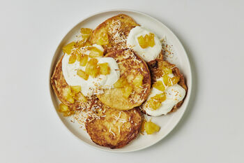 Coconut French Toast with Pineapple 'Jam' and Yoghurt, Serves 2