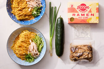 Spicy Sesame Hiyashi Chuka (Chilled Ramen Noodles) with Chicken & Cucumber, 2 portions