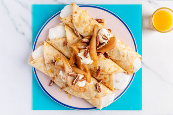 1–2–3-Frühstücksrezept: Tortilla-Crêpes French-Toast-Style mit Birne (4 Port.)