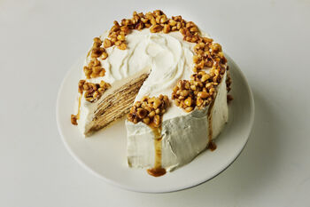 Hazelnut Toffee Crepe Cake, Serves 4-6