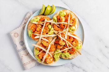 1–2–3 Snackrecept: Tostadas met garnalen en guacamole (2 porties)