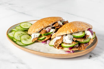 1–2–3-Lunchrezept: Kebab-Style Pita-Sandwiches mit gemischtem Hack (2 Port.)