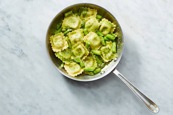 Ravioli With Sauteed Asparagus and Walnuts - Green Valley Kitchen