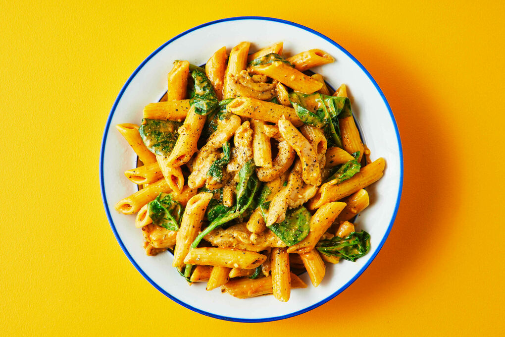 Rich and Creamy Chicken Penne with Tomato and Baby Spinach | Dinnerly