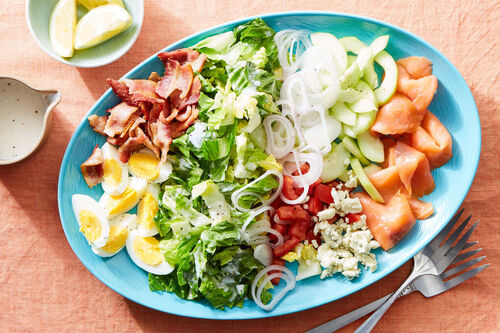 Smoked Salmon Cobb Salad with Bacon & Blue Cheese