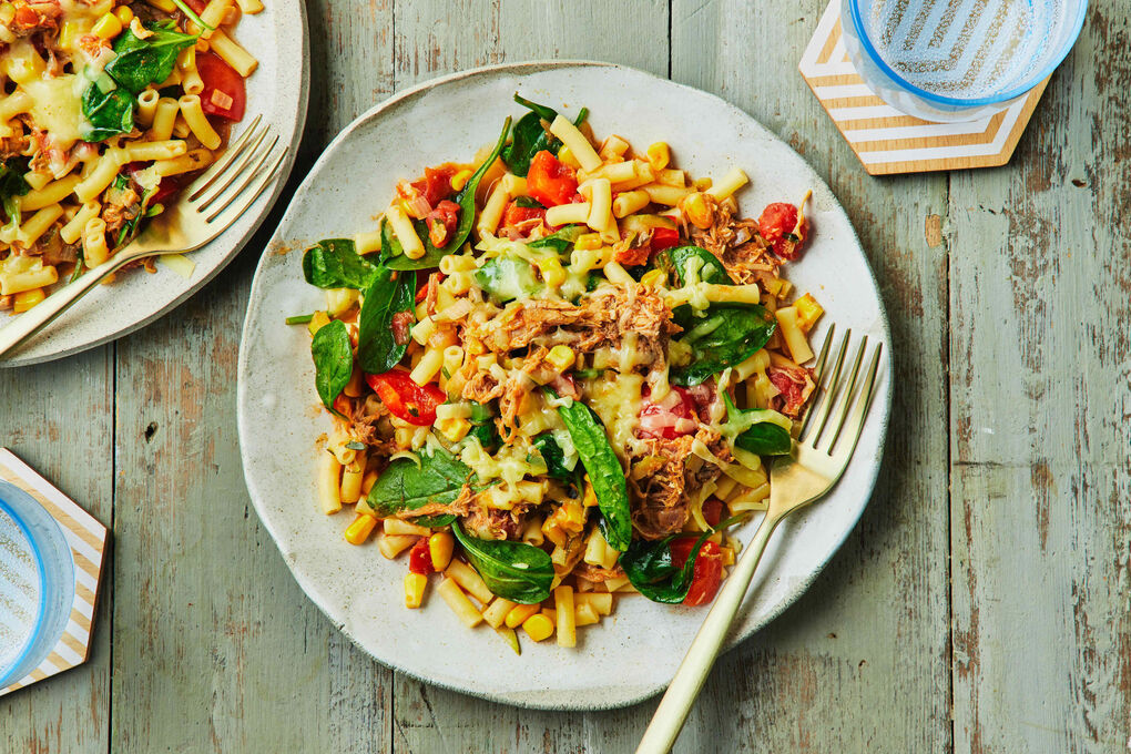 Mexican-Style Pulled Pork Macaroni with Smoked Cheddar and Coriander |  Marley Spoon
