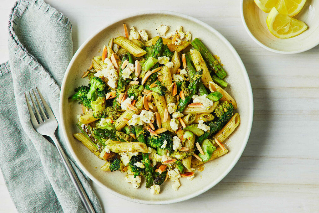 20 Min Basil Pesto Penne with Garlic Infused Extra Virgin Olive Oil