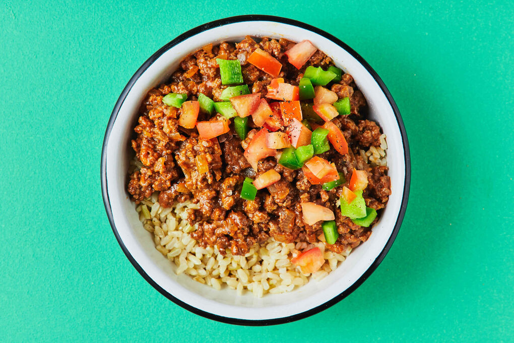Low-Cal Mexi-Beef Rice Bowl with Tomato Salsa