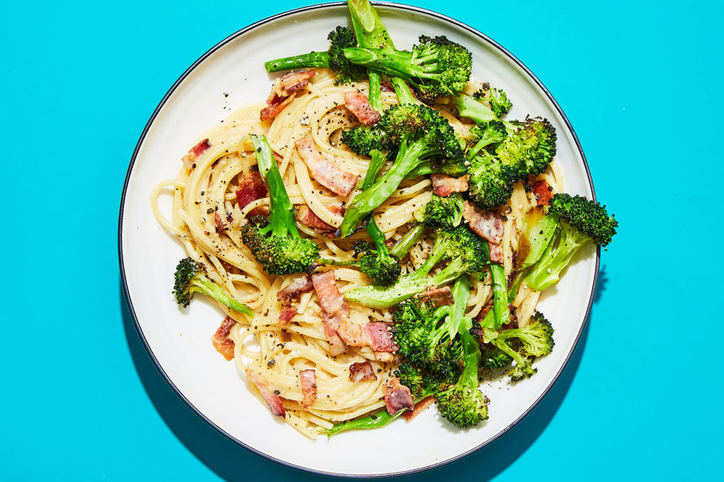 Pasta Carbonara with Roasted Broccoli | Dinnerly