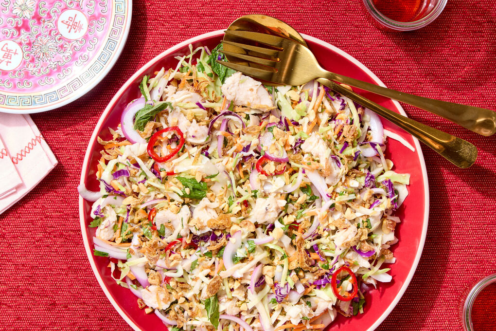 Fast! Vietnamese Chicken Salad with Cabbage, Crispy Onions 