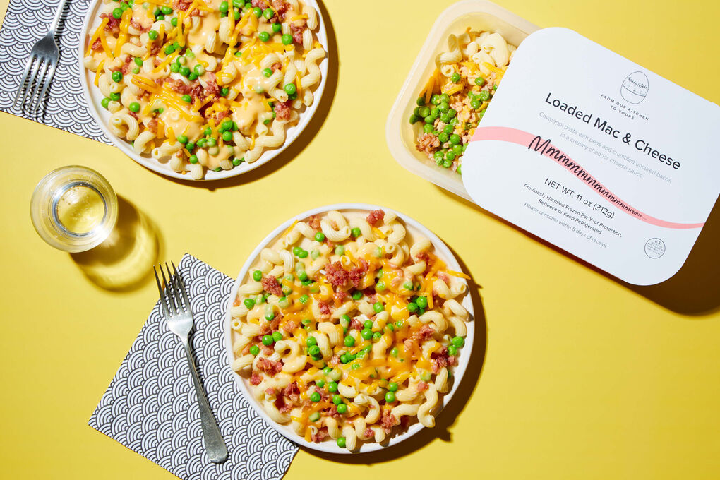 Ready Made! Loaded Mac & Cheese with Bacon & Peas | Dinnerly