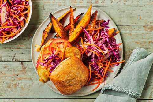 Barbecue Chicken Breast and Slaw Burger