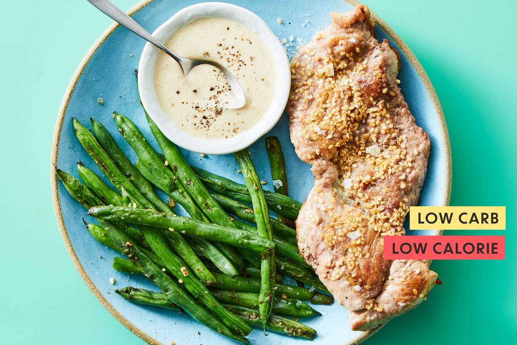 Sesame Pork Tenderloin Green Beans & Creamy Miso Dressing Sesame Pork Tenderloin Green Beans & Creamy Miso Dressing