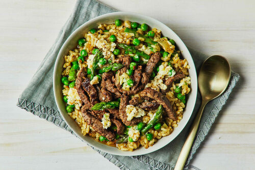 Garlic Beef and Asparagus Risotto
