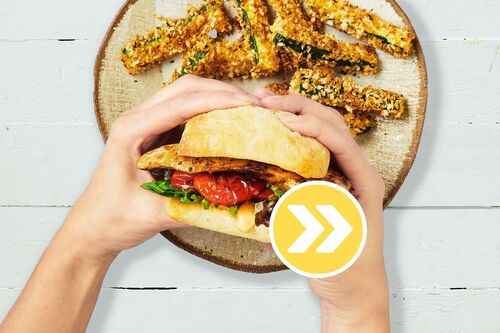 Chicken, Haloumi and Roast Capsicum Burger