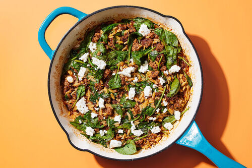 Mediterranean Turkey & Orzo Skillet