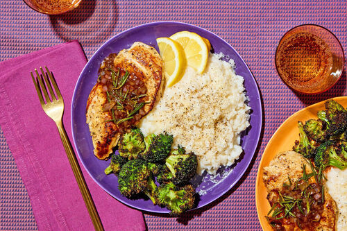 Lemon-Rosemary Chicken & Cacio e Pepe Risotto