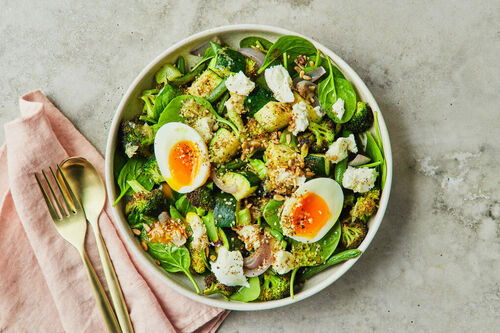 Carb-Conscious Dukkah Green Salad Bowl