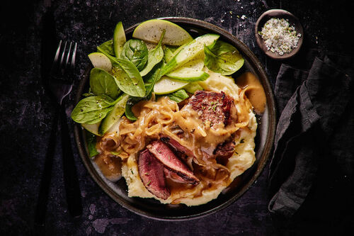 Seared Rump Steak and Parmesan Mash