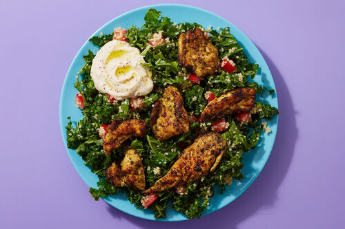 Gyro-Spiced Chicken & Kale Tabbouleh