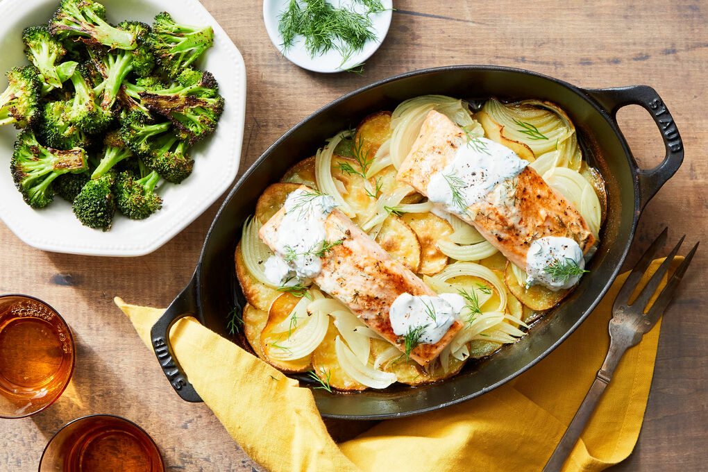 Oven-Baked Paprika Trout & Potatoes with Broccoli & Horseradish