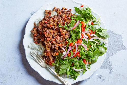 Cuban-Style Black Beans & Rice with Salmon