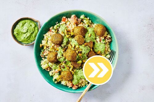 'Green Goddess' Falafel and Goat Cheese Bowls