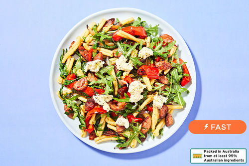 Chorizo Pasta Salad with Charred Vegetables and Rocket | Dinnerly