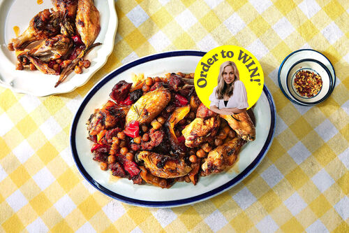 Honey-Glazed Chicken, Chorizo and Chickpeas