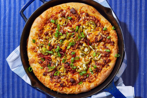 Chili Cheese Pizza with Bacon