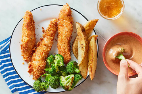 Crispy Parm Chicken Tenders with Broccoli