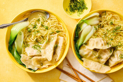 Veggie Dumpling Noodle Soup