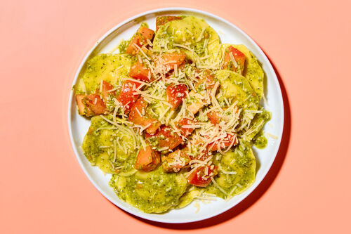 Caprese Ravioli with Basil Pesto