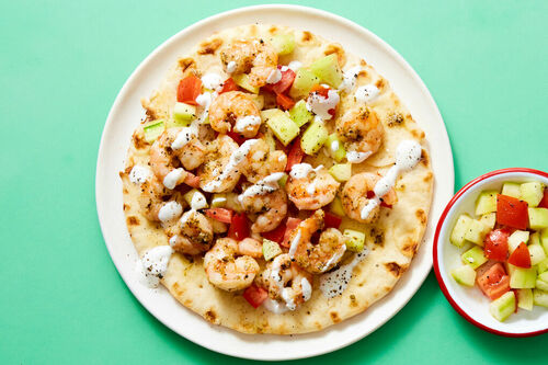 Souvlaki Pita with Large Shrimp!