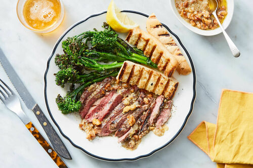 Grilled Ribeye Steak with Broccolini