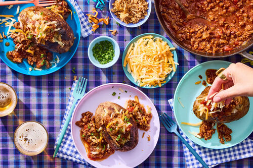 Family Friendly! Chili-Loaded Baked Potato