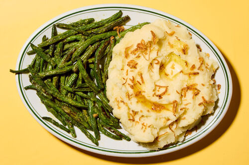 Pesto Green Beans & Creamy Mashed Potatoes