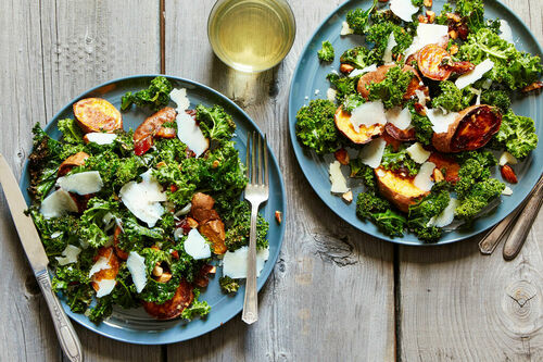 Roasted Sweet Potato, Dates & Kale Salad
