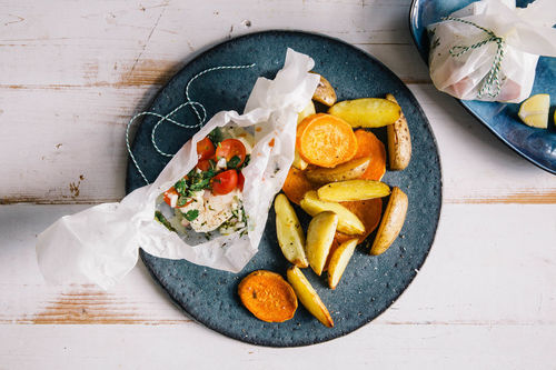 Tomaten und Feta „en papillote“